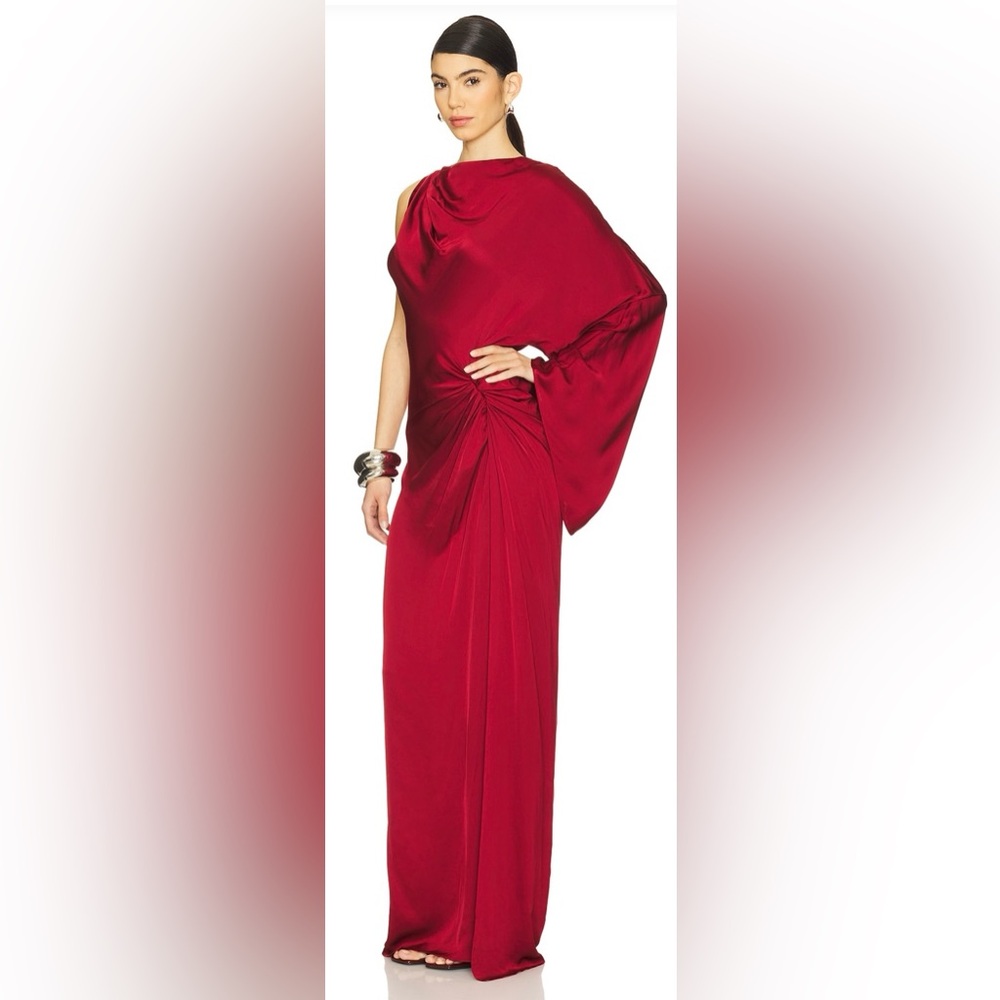L’Academie Elegant Oxblood One-Shoulder Dress